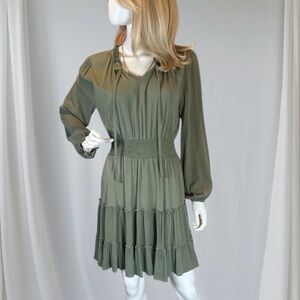 Hayden Green Long Sleeve Bishop Sundress